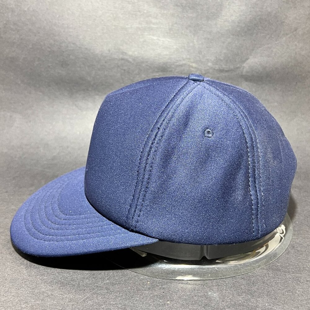 Vtg Blank Plain Solid Snapback Cap Hat Blue Full … - image 3